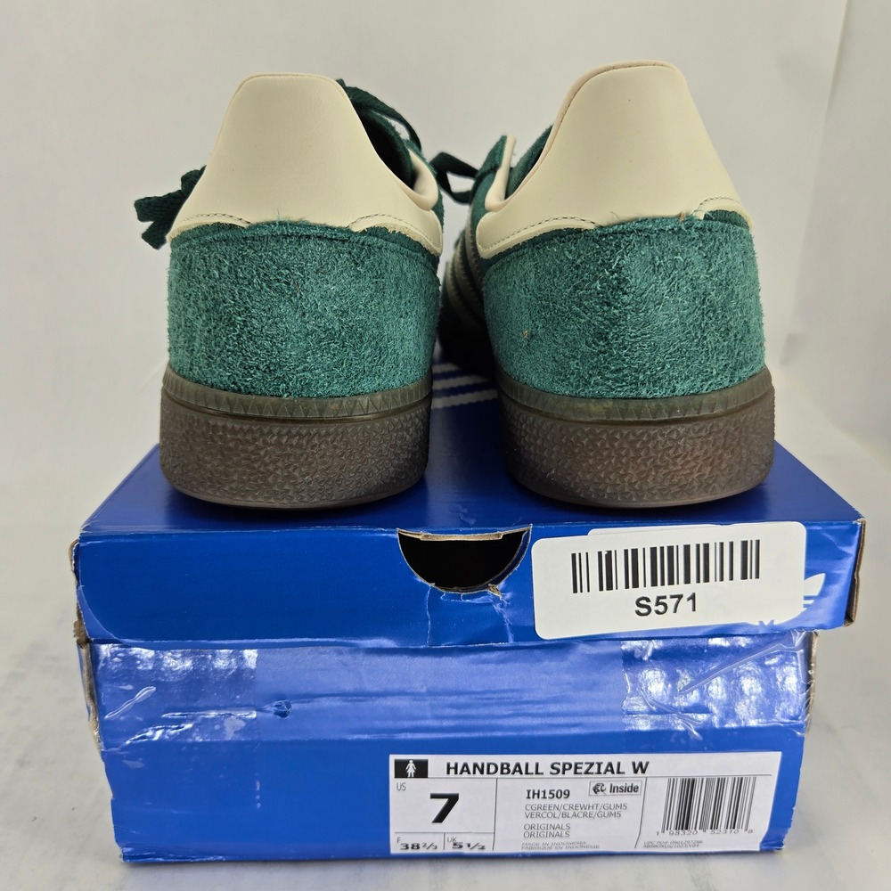 Adidas Handball Spezial W Collegiate Green Cream White Suede IH1509 Womens 7 - Picture 5 of 14